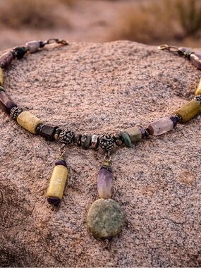 Tiffany Lee Designs Y2K Gemstone Necklace OOAK Boho Artisan‎